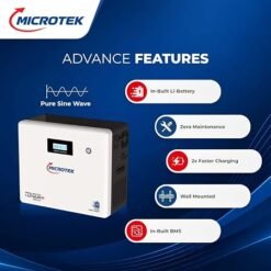 Microtek I-Lithium WiFi 3000 25.6V SW 2000VA/1680W Pure Sine Wave inverter with an internal 25.6V 100Ah Lithium Iron Phosphate (LiFePO4) battery, providing 2.56 kWh of total energy storage - Image 2